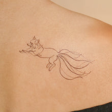 Load image into Gallery viewer, Continuous Line Magical Moonlight Fox Tattoo Stickers (Orange & Black)
