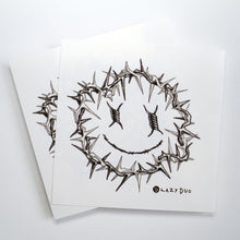 Load image into Gallery viewer, 香港紋身貼紙 Barbed Wire Spiked Smiley Tattoo by LAZY DUO TATTOO, Fun Black & grey Tattoo art, HK Temporary Tattoo Sticker, Hong Kong tattoo  artist, Fake tattoos