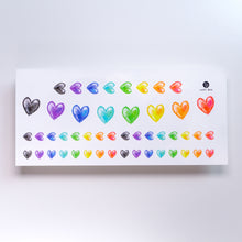 Load image into Gallery viewer,  7 Colors Rainbow Heart is a symbol of love, hope, and following what the heart wants. 紋身貼紙  7 Rainbow Hearts Tattoos (Color)LAZY DUO Temporary Tattoo Sticker since 2015. Original Illustrative designs created by tattoo artists! Safe, waterproof, and fashionable. Cute Matching Tattoo ideas, Black Cat Lucky Cat Body Art, Blessing Tattoo Ideas, Fun Animal Fashion Accessories, Pet Toy, Doodle Cat Tattoos, Piano Tattoos, Fairy Tale Accessories.
