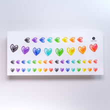 Load image into Gallery viewer, 7 Colors Rainbow Heart is a symbol of love, hope, and following what the heart wants. 紋身貼紙 7 Rainbow Hearts Tattoos (Color)LAZY DUO Temporary Tattoo Sticker since 2015. Original Illustrative designs created by tattoo artists! Safe, waterproof, and fashionable. Cute Matching Tattoo ideas, Black Cat Lucky Cat Body Art, Blessing Tattoo Ideas, Fun Animal Fashion Accessories, Pet Toy, Doodle Cat Tattoos, Piano Tattoos, Fairy Tale Accessories.