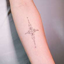 Load image into Gallery viewer, Alchemical Cross and Star Tattoos (Black & grey)