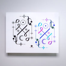 Load image into Gallery viewer, Alchemical Sun & Moon Symbols Pattern Tattoos (Purple / Black & grey)