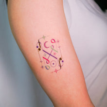 Load image into Gallery viewer, Alchemical Sun & Moon Symbols Pattern Tattoos (Purple / Black & grey)