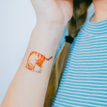 Load image into Gallery viewer, Life of Cat Playtime Tattoo Ideas Golden Kitten Tattoo Meow Naughty Cat Neko Tattoos HK Temporary Tattoo Sticker Water Color Tattoo LAZY DUO Tattoo Shop Hong Kong HK 愛玩百厭貓紋身黃貓浪浪喵寵物刺青 浪浪香港紋身貼紙刺青紋身師設計印刷訂做客製 Custom Temporary Tattoo Event Printing Tattooist artist HK tattoo shop MANE INK Tattooer Tattoo Artist Taiwan fine line ornament tattoo 台灣製 刺青師紋身師