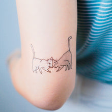 Load image into Gallery viewer, Black & White Cat Combo Tattoo ManE Ink HK Tattooist LAZY DUO Comic Style Playful Black Cat White Cat Tattoo Stickers 美漫風格黑貓紋身白貓玩耍合體技浪浪不哭喵咪寵物刺青香港紋身貼紙Kitten Tattoo Ideas Neko Tattoo Meow Animal Pet Tattoos HK Temporary Tattoo Sticker Water Color Tattoo LAZY DUO Tattoo Shop Hong Kong HK 紋身師設計印刷訂做客製 Custom Temporary Tattoo Event Printing Tattooist artist HK tattoo shop MANE INK Tattooer Tattoo Artist Taiwan fine line ornament tattoo 台灣製 刺青師紋身師