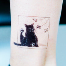 Load image into Gallery viewer, Black & White Cat Combo Tattoo ManE Ink HK Tattooist LAZY DUO Comic Style Playful Black Cat White Cat Tattoo Stickers 美漫風格黑貓紋身白貓玩耍合體技浪浪不哭喵咪寵物刺青香港紋身貼紙Kitten Tattoo Ideas Neko Tattoo Meow Animal Pet Tattoos HK Temporary Tattoo Sticker Water Color Tattoo LAZY DUO Tattoo Shop Hong Kong HK 紋身師設計印刷訂做客製 Custom Temporary Tattoo Event Printing Tattooist artist HK tattoo shop MANE INK Tattooer Tattoo Artist Taiwan fine line ornament tattoo 台灣製 刺青師紋身師