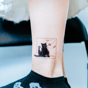 Black & White Cat Combo Tattoo ManE Ink HK Tattooist LAZY DUO Comic Style Playful Black Cat White Cat Tattoo Stickers 美漫風格黑貓紋身白貓玩耍合體技浪浪不哭喵咪寵物刺青香港紋身貼紙Kitten Tattoo Ideas Neko Tattoo Meow Animal Pet Tattoos HK Temporary Tattoo Sticker Water Color Tattoo LAZY DUO Tattoo Shop Hong Kong HK 紋身師設計印刷訂做客製 Custom Temporary Tattoo Event Printing Tattooist artist HK tattoo shop MANE INK Tattooer Tattoo Artist Taiwan fine line ornament tattoo 台灣製 刺青師紋身師