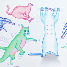 Load image into Gallery viewer, Dancing Cats Party Playful Disco Cat Playtime Doodle Tattoo Stickers Comic Style Fun ManE Ink HK Tattooist LAZY DUO 美漫風格粉彩貓戰士紋身浪浪不哭喵咪寵物刺青香港紋身貼紙Kitten Tattoo Ideas Neko Tattoo Meow Animal Pet Tattoos HK Temporary Tattoo Sticker Water Color Tattoo LAZY DUO Tattoo Shop Hong Kong HK 紋身師設計印刷訂做客製 Custom Temporary Tattoo Event Printing Tattooist artist HK tattoo shop MANE INK Tattooer Tattoo Artist Taiwan fine line ornament tattoo 台灣製 刺青師紋身師