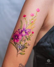 Load image into Gallery viewer, Watercolor Bouquet Flower Tattoo|LAZY DUO TEMPORARY TATTOO STICKER SHOP Floral Arm Tattoo HK Tattoo Design Store HK HONG KONG 防敏紋身貼紙 香港紋身店 認領圖 文青簡約美式紋身刺青師 tattoohk hongkongtattoo 小圖刺青 fine-line tattoo minimal tattoo linetattoo tattooartist 香港女紋身師 MANE INK