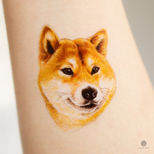 Load image into Gallery viewer, Dog owner sticker, Adorable Shiba Inu tattoos, Pet-themed temporary tattoos, Shiba Inu silhouette tattoo, Pet lover sticker, Temporary pet tattoos, Shiba Inu temporary tattoo, Cute Shiba Inu stickers, Dog-themed temporary tattoos, Temporary dog stickers, Shiba Inu lover tattoo, Dog mom temporary tattoo, Shiba Inu paw print tattoo, Dog-themed sticker set, Temporary dog paw print tattoos, Shiba Inu breed tattoo, Cute pet stickers, Dog-themed party favors, Trendy dog tattoos, Pet-themed gift ideas,