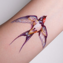 Load image into Gallery viewer, Fake Tattoo, Swallow pair tattoo, bohemian Tattoo 燕子刺青 LAZY DUO Temporary Tattoo Sticker - Swallow Tattoo Hong Kong Swallow Tattoo, Bird tattoo, Realistic Color Temporary tattoo Sticker, Fun Animal tattoo, Mane Ink 香港紋身貼紙 女紋身師 燕子刺青 LAZY DUO Temporary Tattoo Sticker - Swallow Tattoo Hong Kong Mane Ink 香港紋身貼紙 女紋身師 Delicate Watercolor Swallow Tattoos - LAZY DUO TATTOO