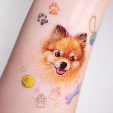 Load image into Gallery viewer,  waterproof, and fashionable. Pom Dog Temporary Tattoo Sticker, Wiener-Dog family, Dachshund Dog Lover, Fun Pet Toy Puppy Fashion Accessories, Dog Beauty Pet Fashion, Realistic Micro Dog Tattoo, Dog Accessories Dog Puppy