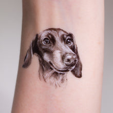 Load image into Gallery viewer, LAZY DUO Temporary Tattoo Sticker since 2015. Hong Kong Tattoo Shop, Dachshund silhouette tattoo, Pet lover sticker, Temporary pet tattoos, Dachshund paw print tattoo, Dog-themed sticker set, Temporary dog paw print tattoos, Dachshund breed tattoo, Cute pet stickers, Dog-themed party favors. Trendy dog tattoos, Pet-themed gift ideas