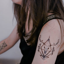 Load image into Gallery viewer, Gothic Deer Skull Tattoo - LAZY DUO TATTOO