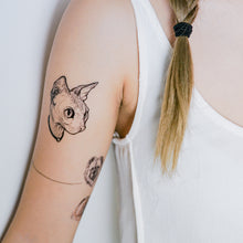 Load image into Gallery viewer, Watercolor Sphynx Cat Tattoos - LAZY DUO TATTOO