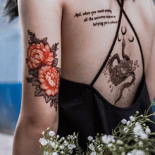 Load image into Gallery viewer, Old Hong Kong Vintage Peony Flower Tattoos - Old Hong Kong Vintage Peony Flower Tattoos LAZY DUO Temporary Tattoo Shop HK Hong Kong Mane.ink 香港刺青紋身貼紙設計印刷訂做客製 stom Temporary Tattoo Event Printing Tattooist artist HK tattoo shop MANE 動物刺青 彩色紋身 香港女紋身師刺青師 認領圖日系小清新韓國刺青