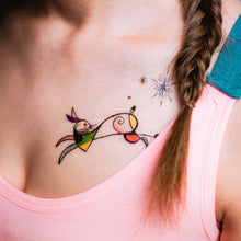 Load image into Gallery viewer, LAZY DUO TATTOO Surrealism Abstract Magic Surreal Rabbit Tattoos Sticker in Joan Miro Style by LAZY DUO. Realistic, long lasting and non-toxic temporary tattoo HK 香港原創紋身貼紙品牌 安全無毒 防水防敏 持久像真
