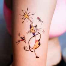 Load image into Gallery viewer, Abstract Cat Tattoos Color Temporary Tattoo Stickers Joan Miro Inspired Magic Surreal Surrealism HK Hong Kong Tattoo Artist LAZY DUO Mane Ink
