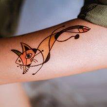 Load image into Gallery viewer, Surrealism Abstract Magic Surreal Capybara Tattoos Sticker in Joan Miro Style by LAZY DUO. Realistic, long lasting and non-toxic temporary tattoo HK 香港原創紋身貼紙品牌 安全無毒 防水防敏 持久像真 抽象藝術 狐狸刺青紋身貼紙香港 Magic Surreal Abstract Fox Fine Art LAZY DUO TATTOO SHOP HK