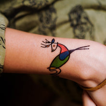 Load image into Gallery viewer, Surrealism Reindeer Tattoo Abstract Magic Surreal Capybara Tattoos Sticker in Joan Miro Style by LAZY DUO. Realistic, long lasting and non-toxic temporary tattoo HK 香港原創紋身貼紙品牌 安全無毒 防水防敏 持久像真 抽象藝術-馴鹿刺青紋身貼紙香港 Magic Surreal Abstract Deer Fine Art LAZY DUO TATTOO HK