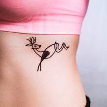 Load image into Gallery viewer, 抽象藝術-馴鹿刺青紋身貼紙香港 Magic Surreal Abstract Deer Fine Art LAZY DUO TATTOO HK Surrealism Reindeer Tattoo Abstract Magic Surreal Capybara Tattoos Sticker in Joan Miro Style by LAZY DUO. Realistic, long lasting and non-toxic temporary tattoo HK 香港原創紋身貼紙品牌 安全無毒 防水防敏 持久像真