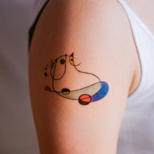 Load image into Gallery viewer, Surrealism Abstract Magic Surreal Capybara Tattoos Sticker in Joan Miro Style by LAZY DUO. Realistic, long lasting and non-toxic temporary tattoo HK 香港原創紋身貼紙品牌 安全無毒 防水防敏 持久像真 抽象藝術風水豚刺青紋身貼紙香港 Magic Surreal Capybara Abstract Color Tattoo Surrealism|LAZY DUO TATTOO SHOP HK