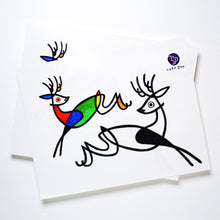 Load image into Gallery viewer, 抽象藝術-馴鹿刺青紋身貼紙香港 Magic Surreal Abstract Deer Fine Art LAZY DUO TATTOO HK Surrealism Reindeer Tattoo Abstract Magic Surreal Capybara Tattoos Sticker in Joan Miro Style by LAZY DUO. Realistic, long lasting and non-toxic temporary tattoo HK 香港原創紋身貼紙品牌 安全無毒 防水防敏 持久像真