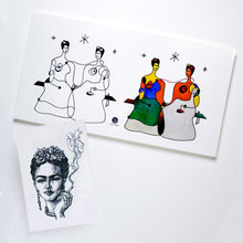 Load image into Gallery viewer, Surrealism Abstract Magic Surreal Fridas Tattoos Sticker in Joan Miro Style by LAZY DUO. Realistic, long lasting and non-toxic temporary tattoo HK 香港原創紋身貼紙品牌 安全無毒 防水防敏 持久像真 抽象藝術-馴鹿刺青紋身貼紙香港 Magic Surreal Abstract The Two Frida Kahlo Fine Art LAZY DUO TATTOO HK