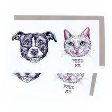 Load image into Gallery viewer, White Cat FEED ME + Pit Bull Tattoos - LAZY DUO TATTOO