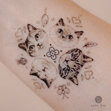 Load image into Gallery viewer, Kittens Cat Tattoo ideas 2023 Hong Kong Temporary Tattoo Sticker LAZY DUO