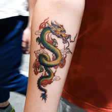 Load image into Gallery viewer, Old Hong Kong Tiger and Dragon Vintage Tattoo 經典復古香港懷舊左青龍右白虎刺青紋身貼紙LAZY DUO Temporary Tattoo Shop HK Hong Kong Mane.ink 香港刺青紋身貼紙設計印刷訂做客製 stom Temporary Tattoo Event Printing Tattooist artist HK tattoo shop MANE 動物刺青 彩色紋身 香港女紋身師刺青師 認領圖日系小清新韓國刺青