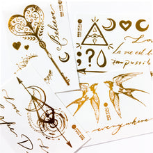Load image into Gallery viewer, Lettering & Boho White Gold Metallic Tattoo Set - LAZY DUO TATTOO