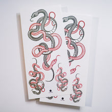 Load image into Gallery viewer, Duo Snakes Tattoo Stickers (Black & Red)