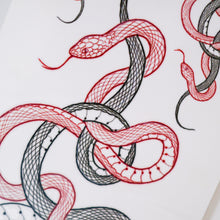 Load image into Gallery viewer, Duo Snakes Tattoo Stickers (Black & Red)