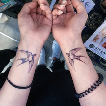 Load image into Gallery viewer, Delicate Watercolor Swallow Tattoos - LAZY DUO TATTOO Delicate Watercolor Swallow Tattoos - LAZY DUO TATTOO Swallow Tattoo, Bird tattoo, Realistic Color Temporary tattoo Sticker, Fun Animal tattoo, Fake Tattoo, Swallow pair tattoo, bohemian Tattoo 燕子刺青 LAZY DUO Temporary Tattoo Sticker - Swallow Tattoo Hong Kong Mane Ink 香港紋身貼紙 女紋身師 燕子刺青 LAZY DUO Temporary Tattoo Sticker - Swallow Tattoo Hong Kong Mane Ink 香港紋身貼紙 女紋身師