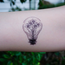 Load image into Gallery viewer, Flower In a Lightbulb Tattoo - LAZY DUO TATTOO