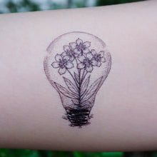 Load image into Gallery viewer, Lightbulb Flower Tattoo Sticker (Black)