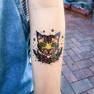 Old School Flower & Kitten Tattoos - LAZY DUO TATTOO