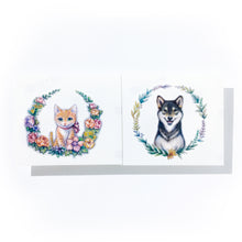 Load image into Gallery viewer, Watercolor Floral Kitten and Shiba Tattoo - LAZY DUO TATTOO