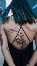 Load image into Gallery viewer, Alchemy Snake & Moon Tattoo - LAZY DUO TATTOO Alchemy Snake Tattoos Moon Tattoos Men Tattoos Blackwork Tattoos Dark Tattoos Tarot Tattoos Realistic tattoo Stickers Long Lasting Temporary Tattoos Skull Crown Tattoo Old School Tattoo American Tattoo HK Hong Kong Rose Tattoo Black Work Temporary Tattoo INK LAZY DUO香港刺青紋身貼紙訂做印刷活動 紋身師 美式粗黑曼陀羅圓迷宮 自由 神秘 塔羅 玫瑰 王冠