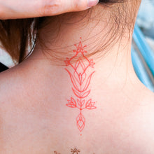 Load image into Gallery viewer, Tropical Color Ornamental Tattoo|LAZY DUO TEMPORARY TATTOO STICKER SHOP HK Tattoo Design Store HK HONG KONG Chest Tattoo 防敏紋身貼紙 香港紋身店 認領圖 文青簡約美式紋身刺青師 tattoohk hongkongtattoo 小圖刺青 fine-line tattoo minimal tattoo linetattoo tattooartist 香港女紋身師 MANE INK