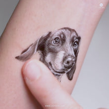 Load and play video in Gallery viewer, Dachshund temporary tattoo, Dog-themed temporary tattoos, Cute dog tattoos, Temporary dog stickers, Dachshund lover tattoo, Dog mom temporary tattoo, Dog owner sticker, Adorable dachshund tattoos, Pet-themed temporary tattoos, Dachshund silhouette tattoo, Pet lover sticker,
