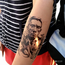 Load image into Gallery viewer, Ink-wash Japanese Writer's Portrait Tattoos - LAZY DUO TATTOO