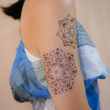 Load image into Gallery viewer, Black & White Multilayer Mandala Lotus Flower Temporary Tattoo Sticker LAZY DUO Hong Kong Tattoo Shop Fake Tattoo