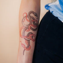Load image into Gallery viewer, Duo Snakes Tattoo Stickers (Black & Red)