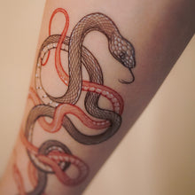 Load image into Gallery viewer, Duo Snakes Tattoo Stickers (Black & Red)