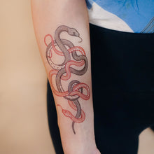 Load image into Gallery viewer, Duo Snakes Tattoo Stickers (Black & Red)