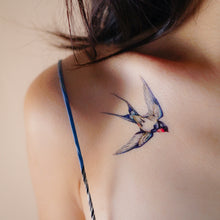 Load image into Gallery viewer, Swallow Tattoo, Bird tattoo, Realistic Color Temporary tattoo Sticker, Fun Animal tattoo, Fake Tattoo, Swallow pair tattoo, bohemian Tattoo 燕子刺青 LAZY DUO Temporary Tattoo Sticker - Swallow Tattoo Hong Kong Mane Ink 香港紋身貼紙 女紋身師 燕子刺青 LAZY DUO Temporary Tattoo Sticker - Swallow Tattoo Hong Kong Mane Ink 香港紋身貼紙 女紋身師