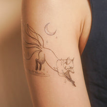 Load image into Gallery viewer, Continuous Line Magical Moonlight Fox Tattoo Stickers (Orange &amp; Black)
