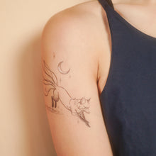 Load image into Gallery viewer, Continuous Line Magical Moonlight Fox Tattoo Stickers (Orange &amp; Black)
